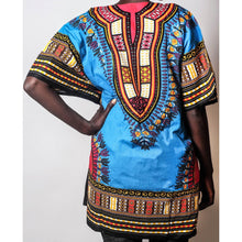 Load image into Gallery viewer, African Dream Blue Dashiki Women Top