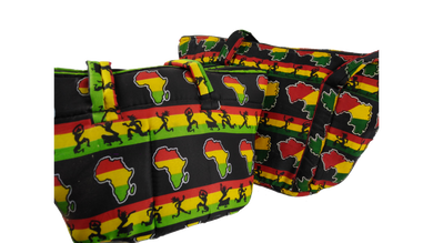 Dancing African Ankara Pattern Shoulder Bag Medium and Large Combo