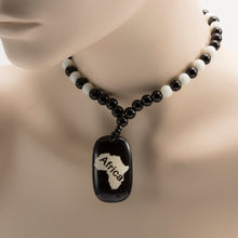 Load image into Gallery viewer, African Map Pendant On Black And White Beads Necklace