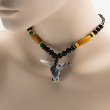 Load image into Gallery viewer, African Bull Head Pendant On Black &amp; Multi Colour Beads Necklace