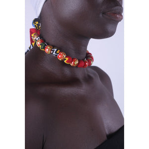 African Marble Rose Special Beads Choker