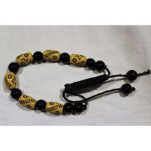 Load image into Gallery viewer, African Black &amp; Cream Beads Bracelet With Cultural Carving