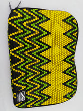 Load image into Gallery viewer, Zip Yellow & Green Ankara Style "11" Inch Laptop Bag