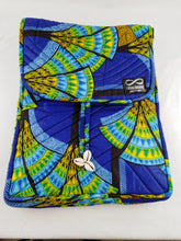 Load image into Gallery viewer, Cowrie Blue Ankara Style "17" Inch Laptop Bag