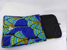 Load image into Gallery viewer, Cowrie Blue Ankara Style "17" Inch Laptop Bag