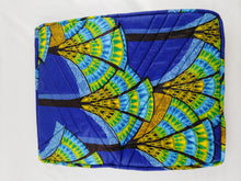 Load image into Gallery viewer, Cowrie Blue Ankara Style "17" Inch Laptop Bag