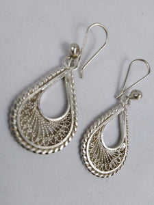African Semi Circle Silver Earrings
