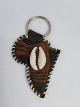 Load image into Gallery viewer, African Map Authentic Leather Key Ring