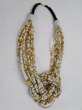 Load image into Gallery viewer, Elegant White &amp; Gold Knotted Beads Necklace