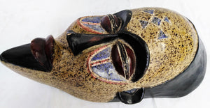 Painted Bearded Warrior Wooden Mask