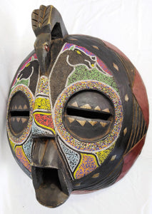 Giant Circle Beaded Colourful Wooden Mask