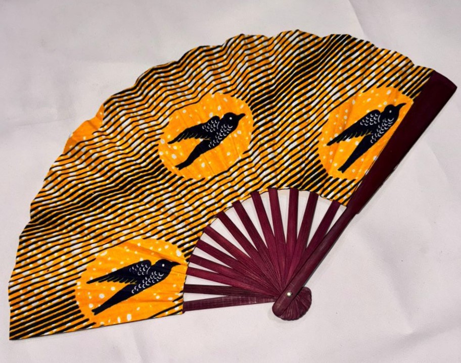 Bird Print Ankara Hand Fan