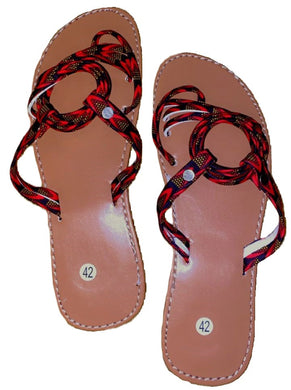 Flip Flops with Red and Black Strap