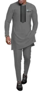 Men's Cadet Grey Vertically Lined Senator Outfit