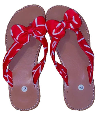 Flip Flops with Red and White Strap