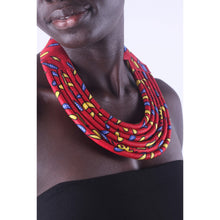 Load image into Gallery viewer, Stylish Red Colorful African Ankara Wax Print Necklace