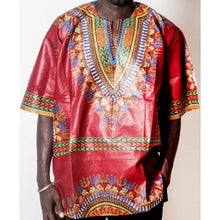 Load image into Gallery viewer, African Dream Red Dashiki Men Top