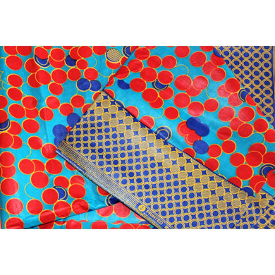 Stylish Red & Blue Dots African Head Wrap