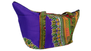 Purple & Mixed Ankara Pattern Shoulder Bag Medium
