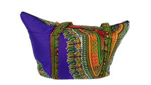 Purple & Mixed Ankara Pattern Shoulder Bag Medium