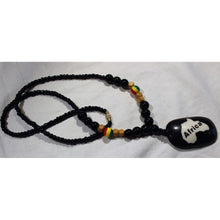 Load image into Gallery viewer, African Map Pendant On Black &amp; Rasta Color Beads Necklace