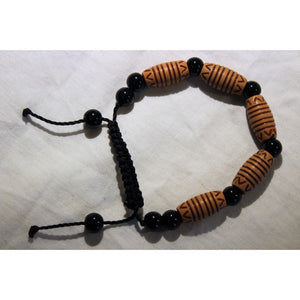 African Black & Light Brown Beads Bracelet