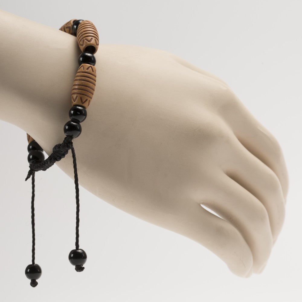 African Black & Light Brown Beads Bracelet