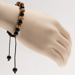 African Black & Brown Beads Bracelet With Cultural Carving