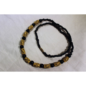 African Black & Brown Beads With Cultural Markings Necklace