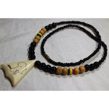 Load image into Gallery viewer, African Map In Triangle Pendant On Black, Brown &amp; Rasta Color Beads Necklace