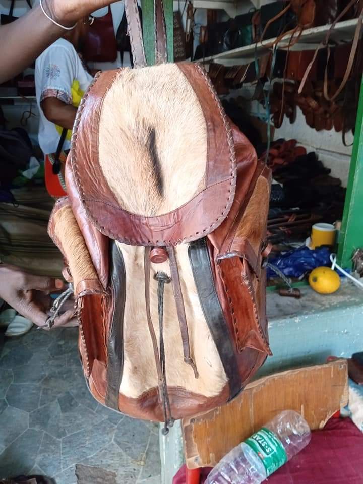 Hand made 100% pure leather backpack