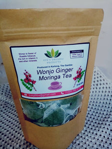 100% Pure Organic African Hibiscus, Ginger & Moringa Tea