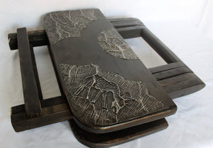 Foldable Ornamented Black Wooden Table