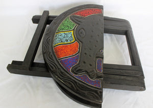 Foldable Ornamented Colourful Wooden Table