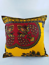 Load image into Gallery viewer, Small Red Peacock Ankara Style Cushion - Set of 2
