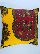 Load image into Gallery viewer, Small Red Peacock Ankara Style Cushion - Set of 2