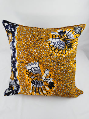 Small Black Bird Ankara Style Cushions - Set of 2