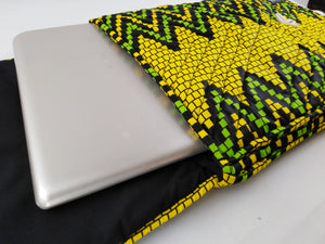 Cowrie Yellow & Green Ankara Style "15" Inch Laptop Bag