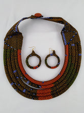 Load image into Gallery viewer, Stylish Red &amp; Black African Ankara Wax Print Necklace &amp; Earrings Combo
