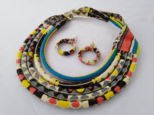 Load image into Gallery viewer, Stylish Light Colourful African Ankara Wax Print Necklace &amp; Earrings Combo