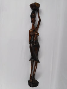 Traditional Tall African Woman Statue