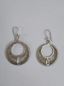African Silver Moon Earrings