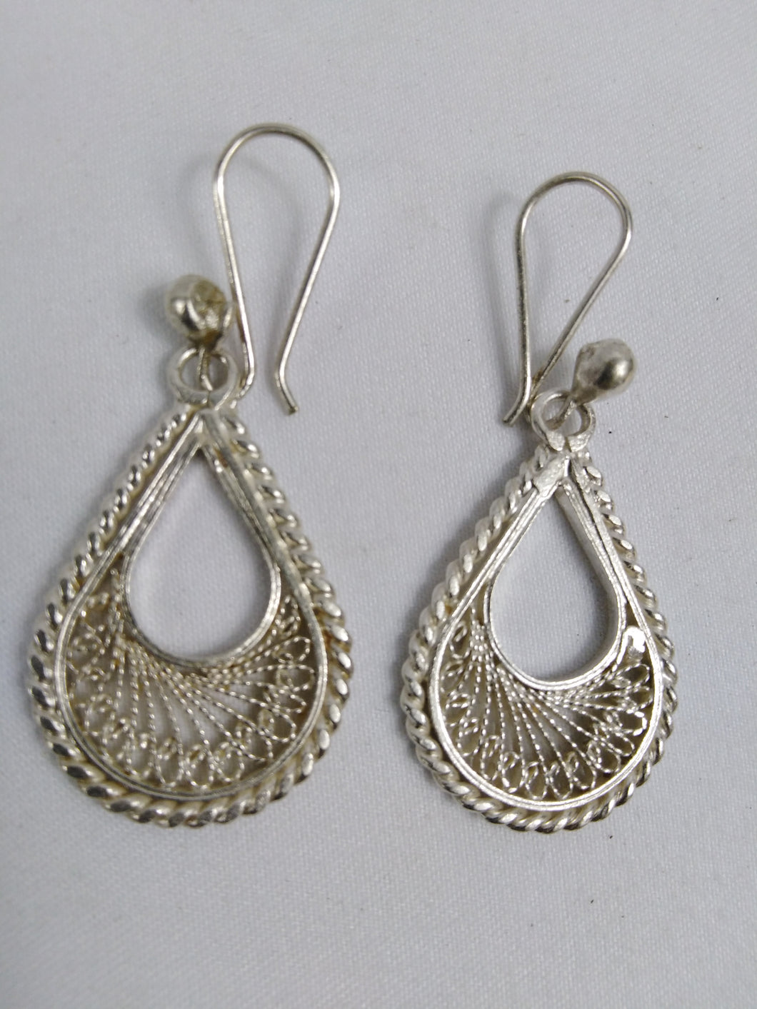 African Semi Circle Silver Earrings