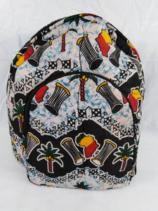 African Djembe Multi Pattern Ankara Backpack Medium