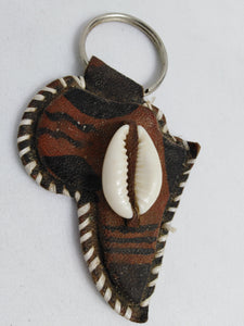 African Map Authentic Leather Key Ring