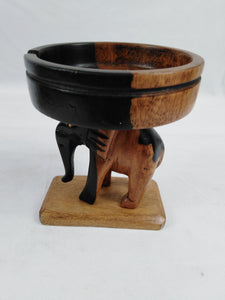 African Wooden Carved Small Elephant Ash Tray