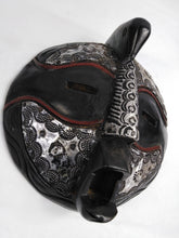 Load image into Gallery viewer, African Round Head Black &amp; Silver Mask