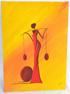African Lady Carrying Water Canvas Acrylic Painting
