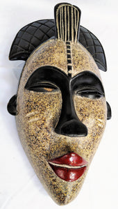 Painted Smiling Lady Wooden Mask