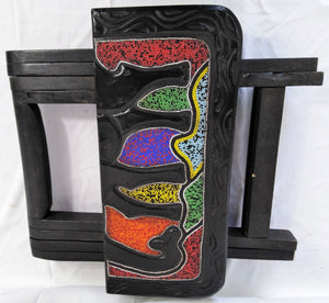 Foldable Wooden Table Ornamented with Colourful Beads